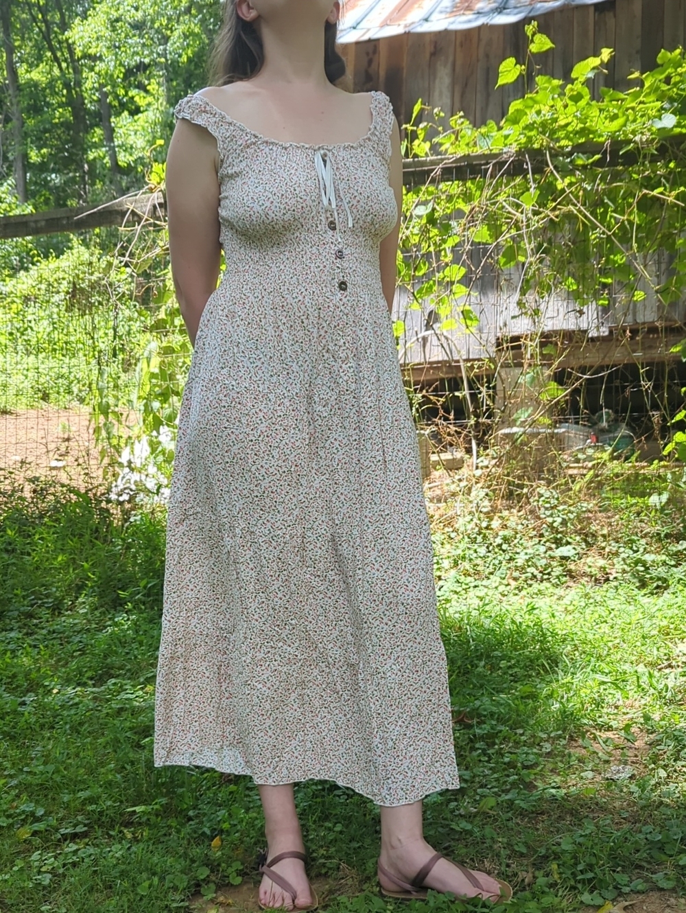Flowy Maxi Dress with Pink Floral Print